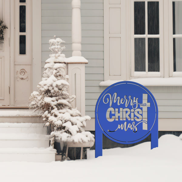 Merry Christ Mas Metal Yard Stake, Christian Outdoor Decor