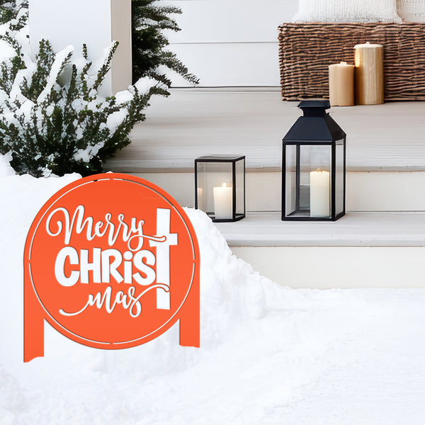Merry Christ Mas Metal Yard Stake, Christian Outdoor Decor