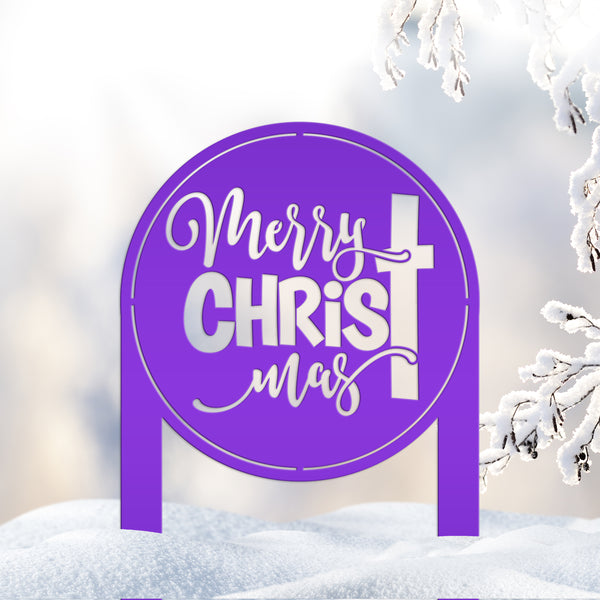 Merry Christ Mas Metal Yard Stake, Christian Outdoor Decor