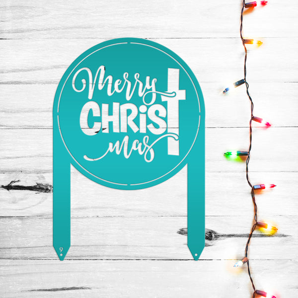 Merry Christ Mas Metal Yard Stake, Christian Outdoor Decor
