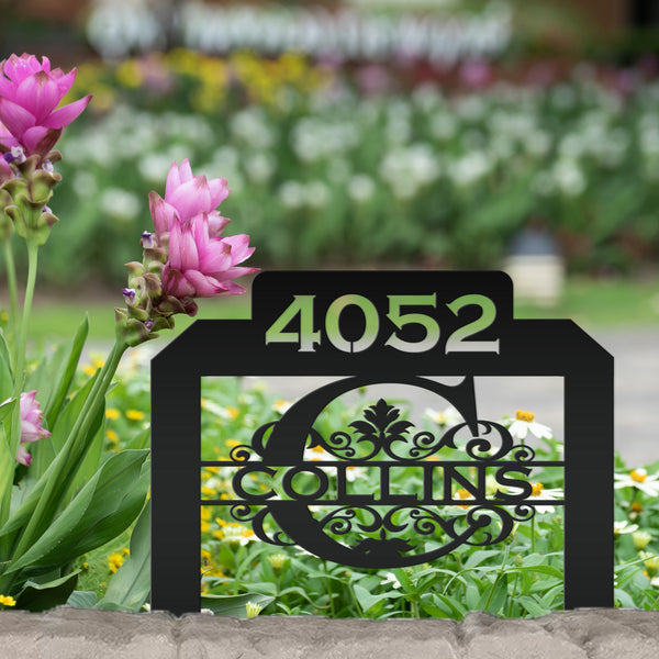 Personalized Monogram and Address Number Yard Stake Sign