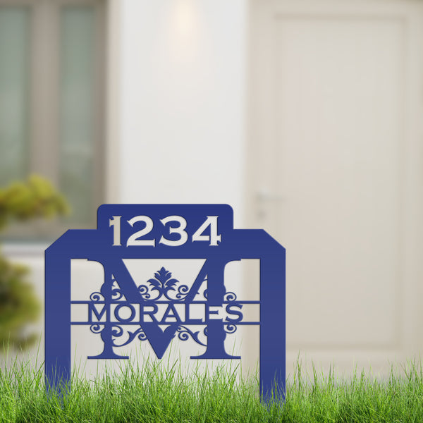 Personalized Monogram and Address Number Yard Stake Sign