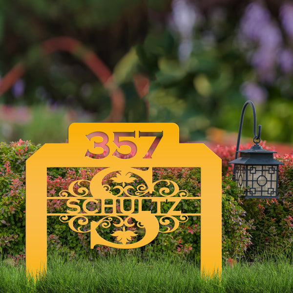 Personalized Monogram and Address Number Yard Stake Sign