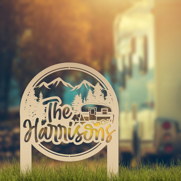 Custom Metal Campsite Sign - Family Name Sign - RV sign for Campsite