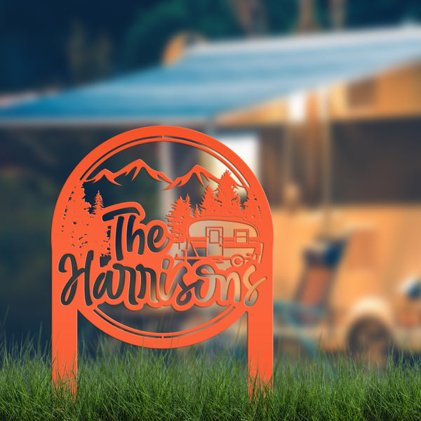 Custom Metal Campsite Sign - Family Name Sign - RV sign for Campsite