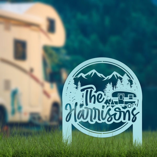 Custom Metal Campsite Sign - Family Name Sign - RV sign for Campsite