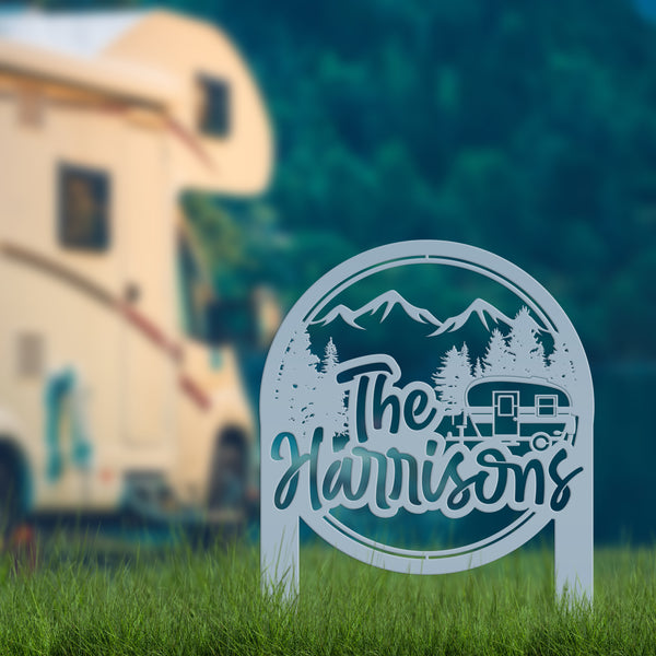 Custom Metal Campsite Sign - Family Name Sign - RV sign for Campsite
