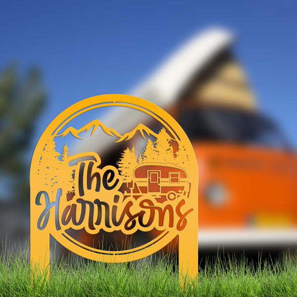 Custom Metal Campsite Sign - Family Name Sign - RV sign for Campsite