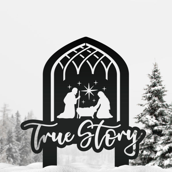Christmas Nativity True Story Metal Yard Stake - Holiday Decor - Unique Gift Idea