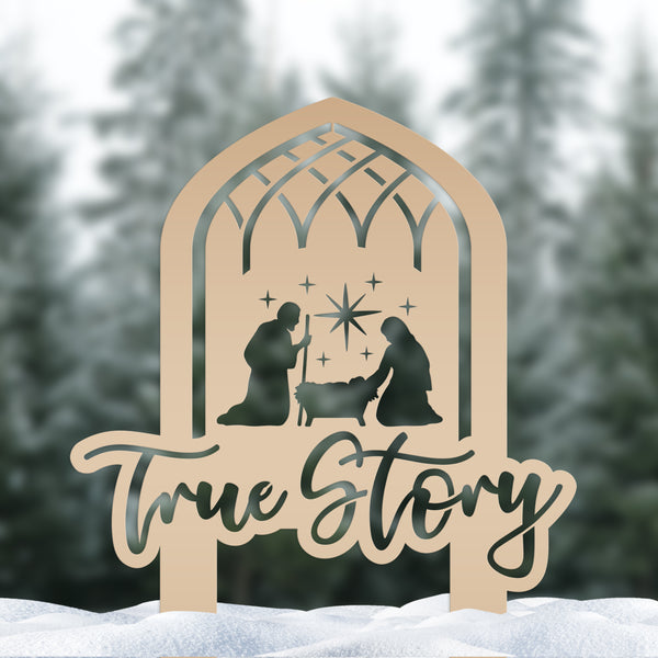 Christmas Nativity True Story Metal Yard Stake - Holiday Decor - Unique Gift Idea