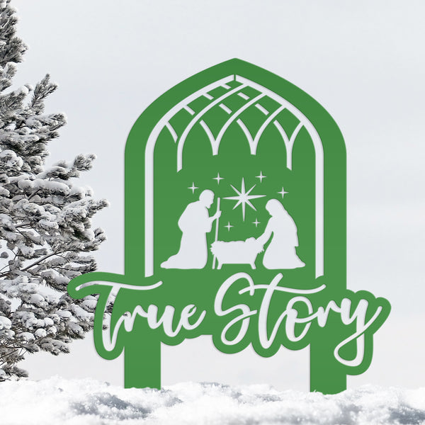 Christmas Nativity True Story Metal Yard Stake - Holiday Decor - Unique Gift Idea