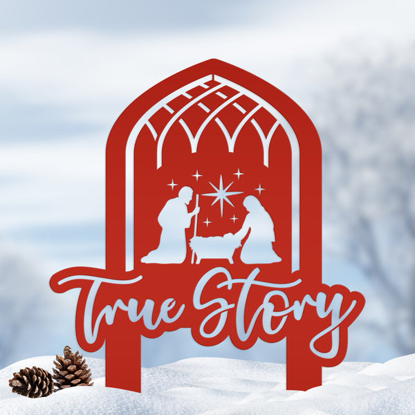 Christmas Nativity True Story Metal Yard Stake - Holiday Decor - Unique Gift Idea
