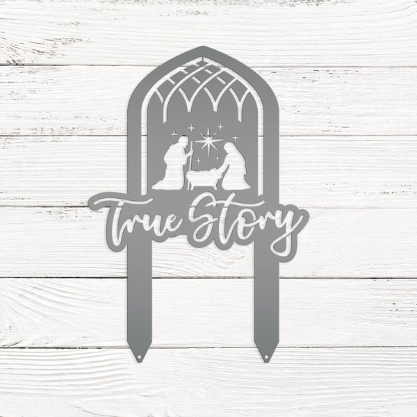Christmas Nativity True Story Metal Yard Stake - Holiday Decor - Unique Gift Idea