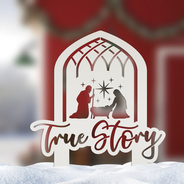 Christmas Nativity True Story Metal Yard Stake - Holiday Decor - Unique Gift Idea