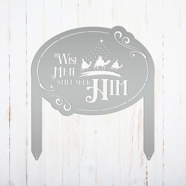 Outdoor Nativity Scene Yard Stake, Christian Metal Lawn Art For the Christmas Holiday, Wise Men Still Seek Him Sign, Festive Shadow Caster