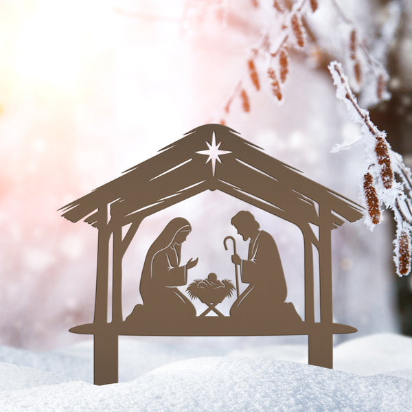 Nativity Scene Metal Yard Stake - Holiday Shadow Caster - Christmas Manger Scene Display - Outdoor Seasonal Decorations - Christian Gifts