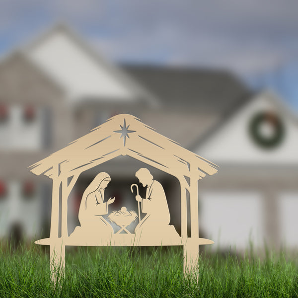 Nativity Scene Metal Yard Stake - Holiday Shadow Caster - Christmas Manger Scene Display - Outdoor Seasonal Decorations - Christian Gifts