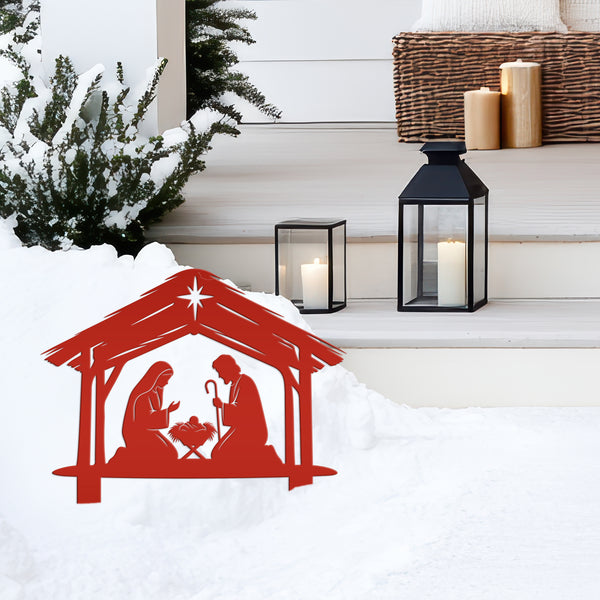 Nativity Scene Metal Yard Stake - Holiday Shadow Caster - Christmas Manger Scene Display - Outdoor Seasonal Decorations - Christian Gifts
