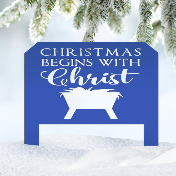 Christmas Begins With Christ Yard Stake Sign Christmas Decor for the Yard-Flower Bed-Front Lawn-Back Lawnn