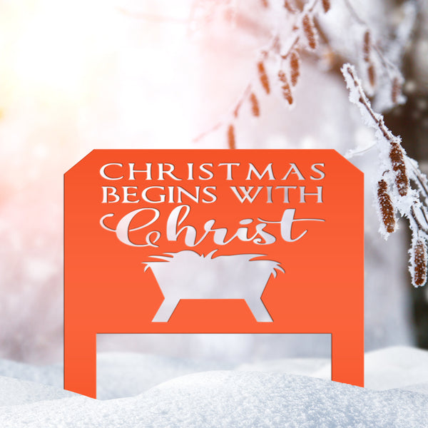 Christmas Begins With Christ Yard Stake Sign Christmas Decor for the Yard-Flower Bed-Front Lawn-Back Lawnn