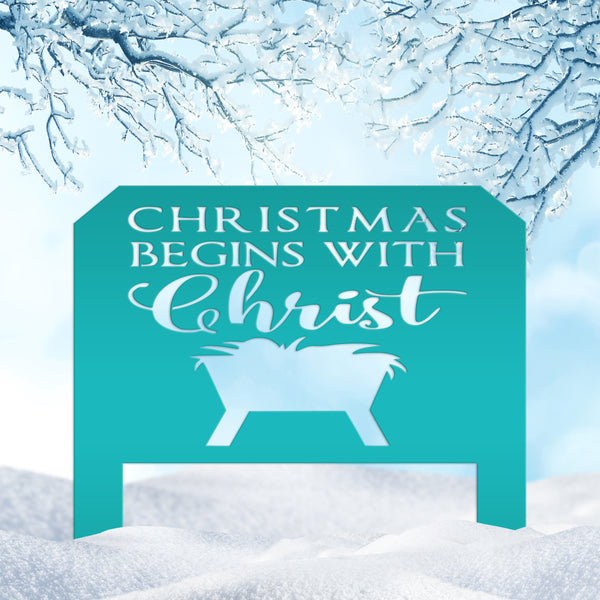 Christmas Begins With Christ Yard Stake Sign Christmas Decor for the Yard-Flower Bed-Front Lawn-Back Lawnn