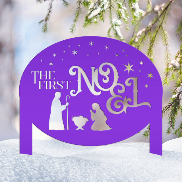 Outdoor Christmas Nativity Yard Stake, The First Noel Sign, Festive Metal Holiday Decor, Lawn Decorations, Manger Scene Decoration