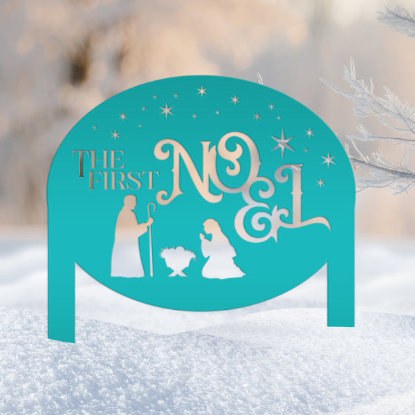 Outdoor Christmas Nativity Yard Stake, The First Noel Sign, Festive Metal Holiday Decor, Lawn Decorations, Manger Scene Decoration