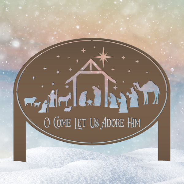 Metal Nativity Yard Sign for Outdoors, Outdoor Christmas Decoration