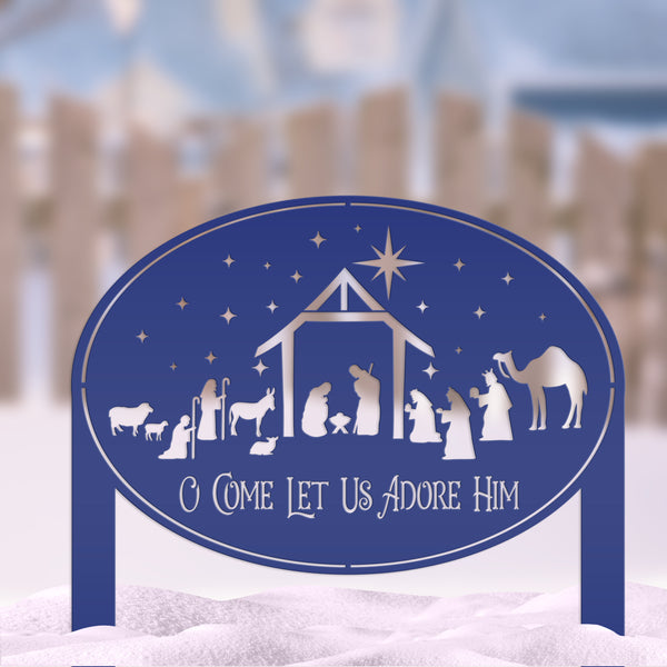 Metal Nativity Yard Sign for Outdoors, Outdoor Christmas Decoration