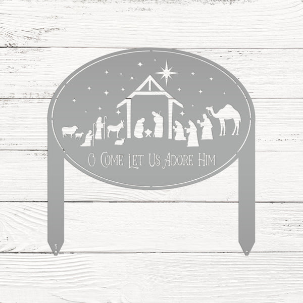 Metal Nativity Yard Sign for Outdoors, Outdoor Christmas Decoration