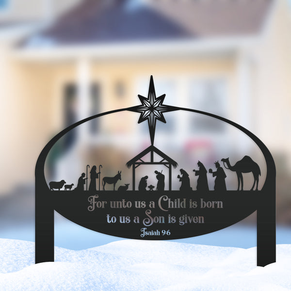 Metal Nativity Yard Sign, Outdoor Christmas Decor, Front Lawn Manger Scene