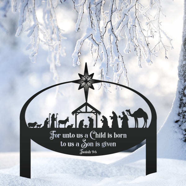 Metal Nativity Yard Sign, Outdoor Christmas Decor, Front Lawn Manger Scene
