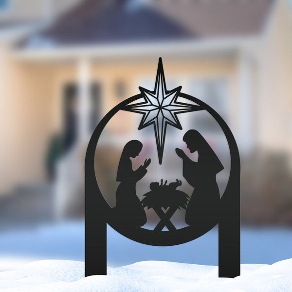 Outdoor Christmas Nativity Metal Yard Stake, Christian Decor, Front Yard Christmas Decorations