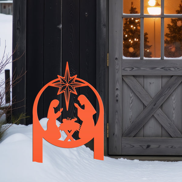 Outdoor Christmas Nativity Metal Yard Stake, Christian Decor, Front Yard Christmas Decorations