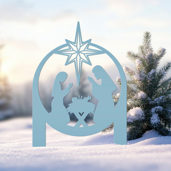 Outdoor Christmas Nativity Metal Yard Stake, Christian Decor, Front Yard Christmas Decorations