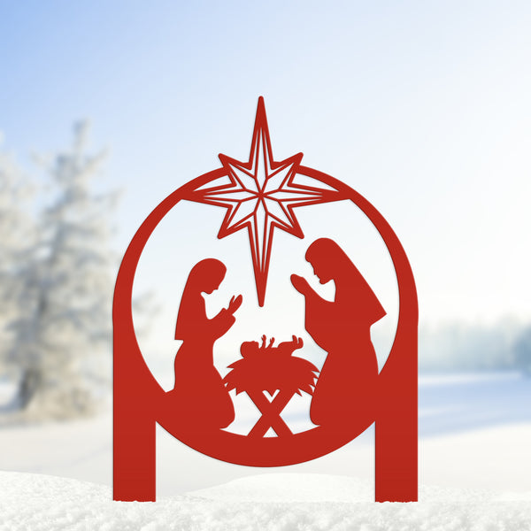Outdoor Christmas Nativity Metal Yard Stake, Christian Decor, Front Yard Christmas Decorations