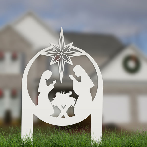 Outdoor Christmas Nativity Metal Yard Stake, Christian Decor, Front Yard Christmas Decorations
