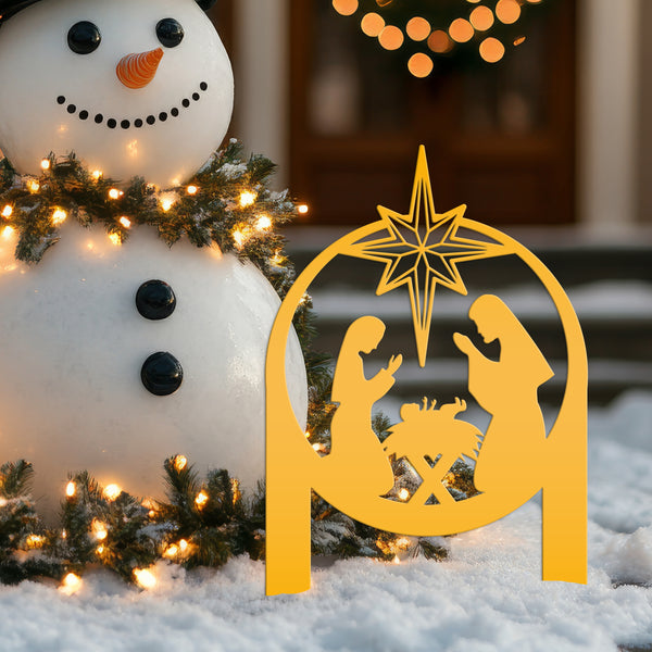 Outdoor Christmas Nativity Metal Yard Stake, Christian Decor, Front Yard Christmas Decorations