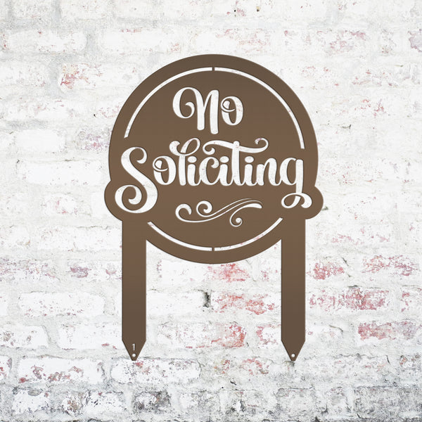 No Soliciting Sign for Yard - Metal Stake for Home Security - Outdoor Entryway Welcome Sign - Charming Lawn Art - Unique Housewarming Gift