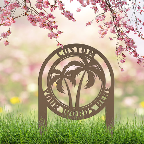 Custom Palm Tree Metal Yard Stake – Personalized Garden Decor - Unique Address Lawn Signs - Outdoor Entryway Signage - Realtor Closing Gift