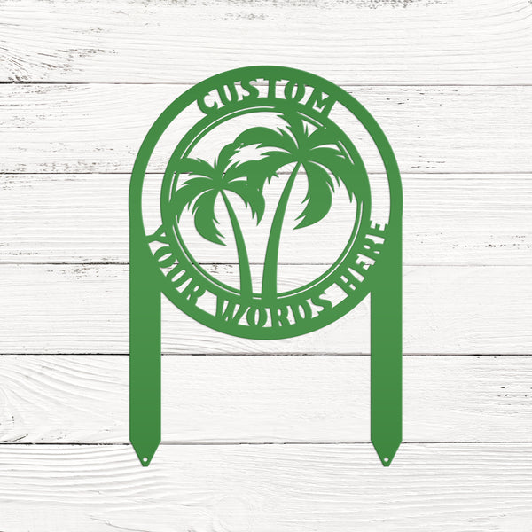 Custom Palm Tree Metal Yard Stake – Personalized Garden Decor - Unique Address Lawn Signs - Outdoor Entryway Signage - Realtor Closing Gift