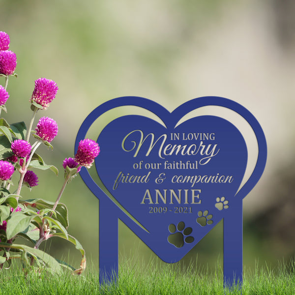 Unique Heart-Shaped Memorial Yard Stake for Beloved Dogs - In Loving Memory Remembrance Metal Sign - Custom Pet Loss Gift - Cat Grave Marker