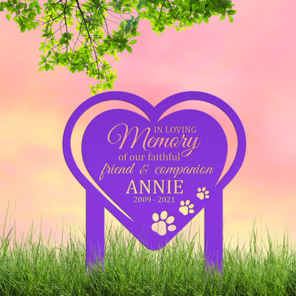 Unique Heart-Shaped Memorial Yard Stake for Beloved Dogs - In Loving Memory Remembrance Metal Sign - Custom Pet Loss Gift - Cat Grave Marker