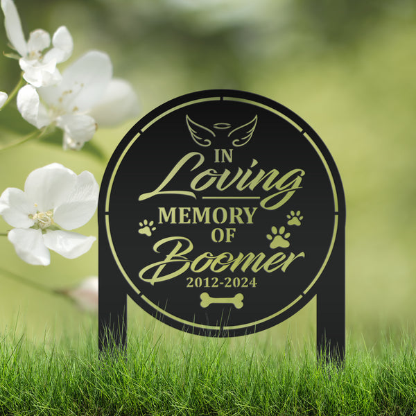 Custom Dog Memorial Metal Yard Stake - In Loving Memory - Personalized Pet Angel Wings Sign - Remembrance Dog Grave Marker - Sympathy Gifts