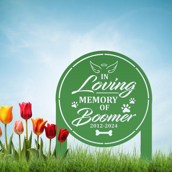 Custom Dog Memorial Metal Yard Stake - In Loving Memory - Personalized Pet Angel Wings Sign - Remembrance Dog Grave Marker - Sympathy Gifts