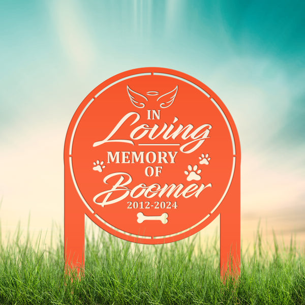 Custom Dog Memorial Metal Yard Stake - In Loving Memory - Personalized Pet Angel Wings Sign - Remembrance Dog Grave Marker - Sympathy Gifts