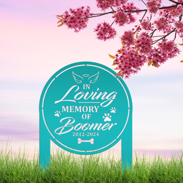 Custom Dog Memorial Metal Yard Stake - In Loving Memory - Personalized Pet Angel Wings Sign - Remembrance Dog Grave Marker - Sympathy Gifts