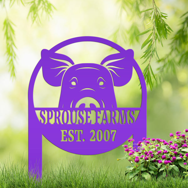 Metal Pig Farm Yard Stake for Personalized Outdoor Decor - Rustic Farmhouse Lawn Ornament - Custom Country Farming Sign - Housewarming Gift