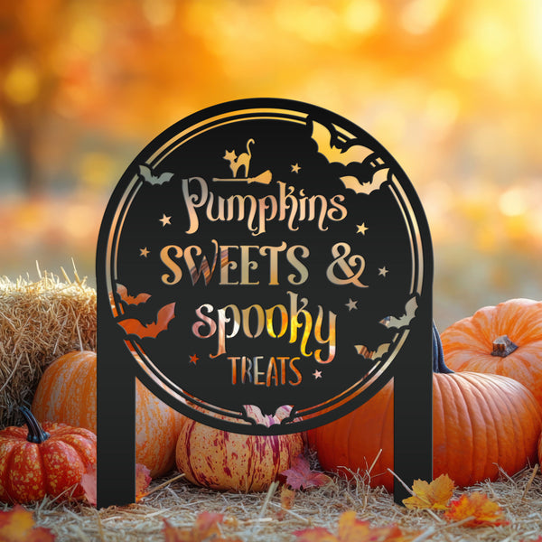 Halloween Outdoor Metal Stake Decoration - Charming Autumn Yard Art - Fall Garden Stakes - Novelty Holiday Display - Spooky Seasonal Decor
