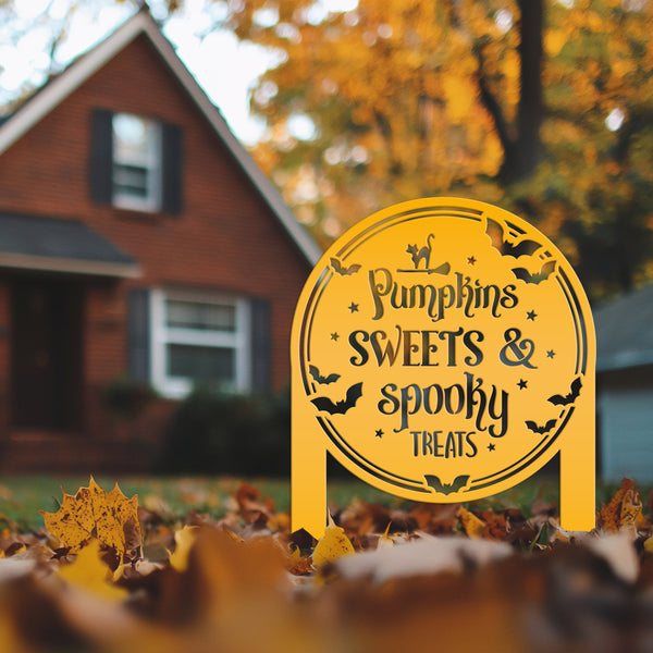Halloween Outdoor Metal Stake Decoration - Charming Autumn Yard Art - Fall Garden Stakes - Novelty Holiday Display - Spooky Seasonal Decor